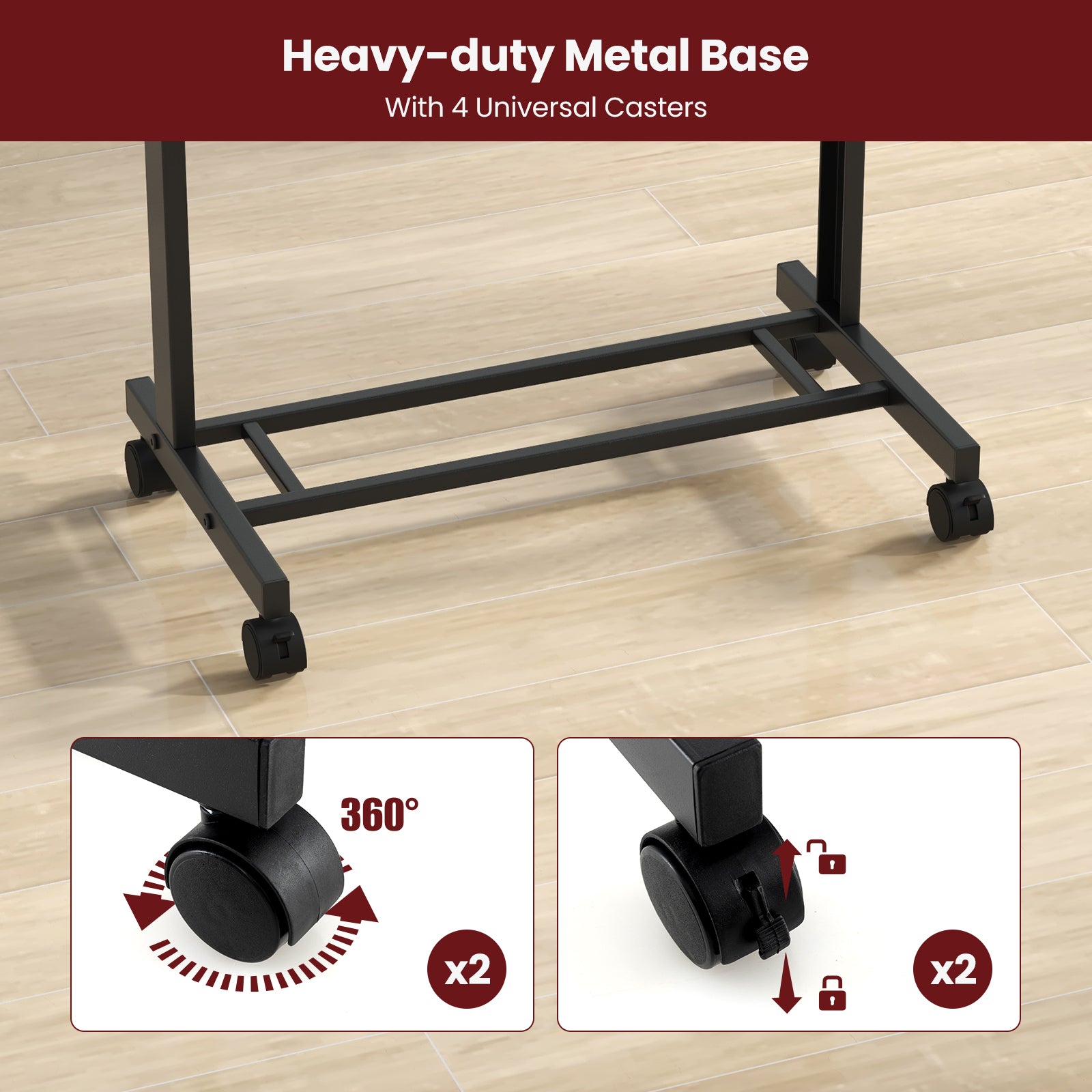 3-Position Height Adjustable Lectern Table with Tilted Tabletop-Black