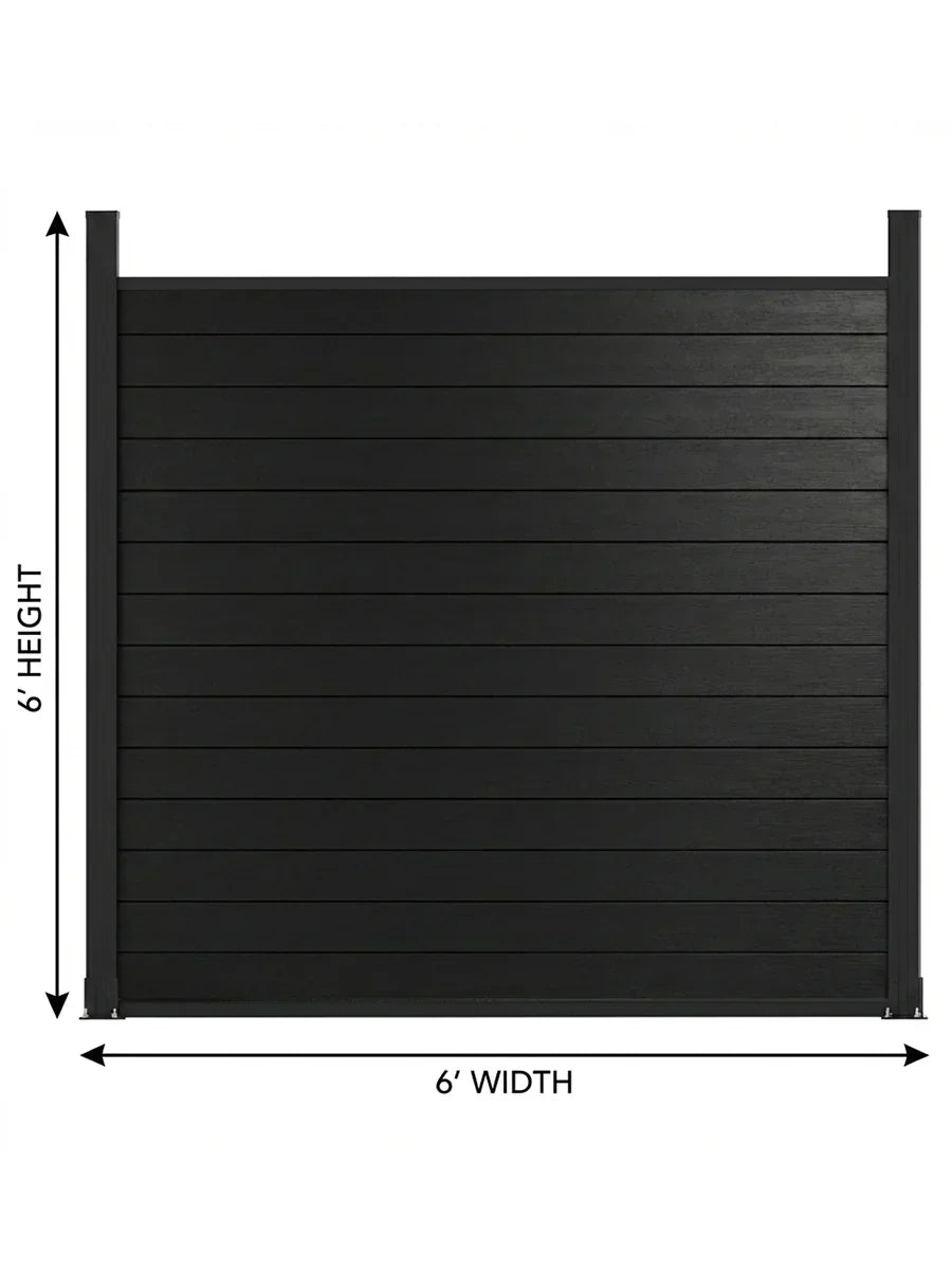 Black Aluminum Full Privacy Fence - 6ft x 6ft