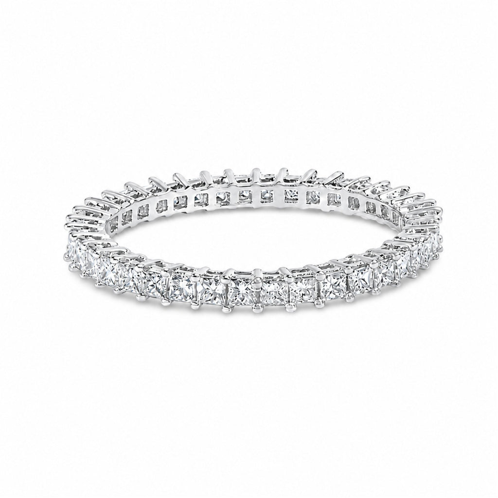 14K White Gold 1.0 Cttw Princess Diamond Eternity Band Ring