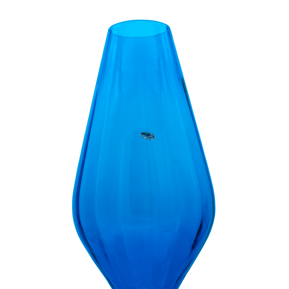 Italian Empoli Teardrop Art Glass Vase – Blue Mid‑Century Accent