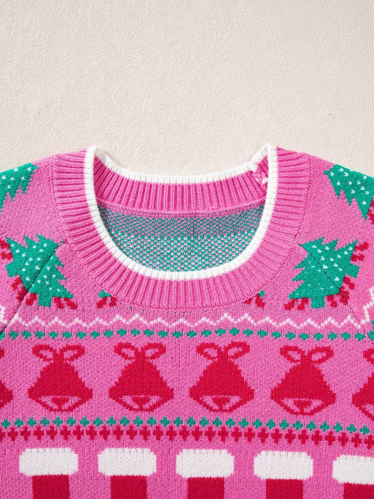 Christmas Holiday Graphic Round Neck Knit Sweater