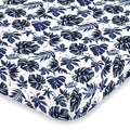 NoJo Super Soft Blue and White Palm Leaf Nursery Crib Fitted Sheet