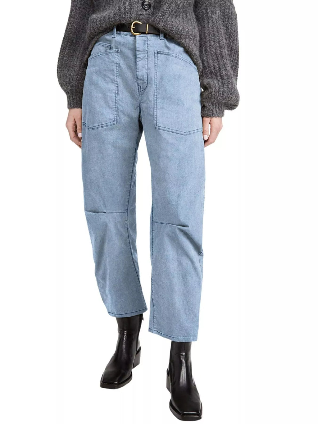 Wide-Leg Jeans with Patch Pockets