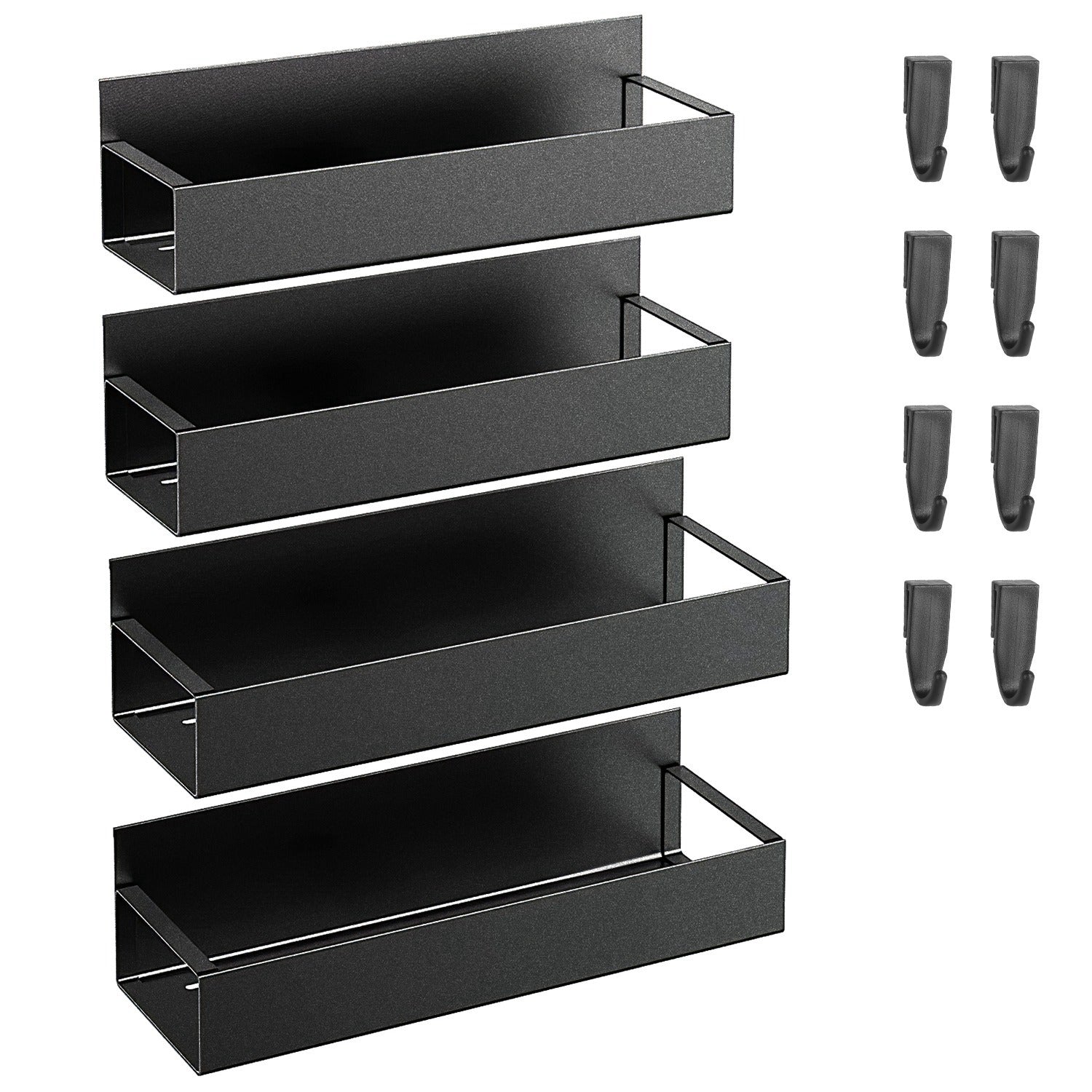 Magnetic Spice Rack with 8 Removable Hooks for Kitchen