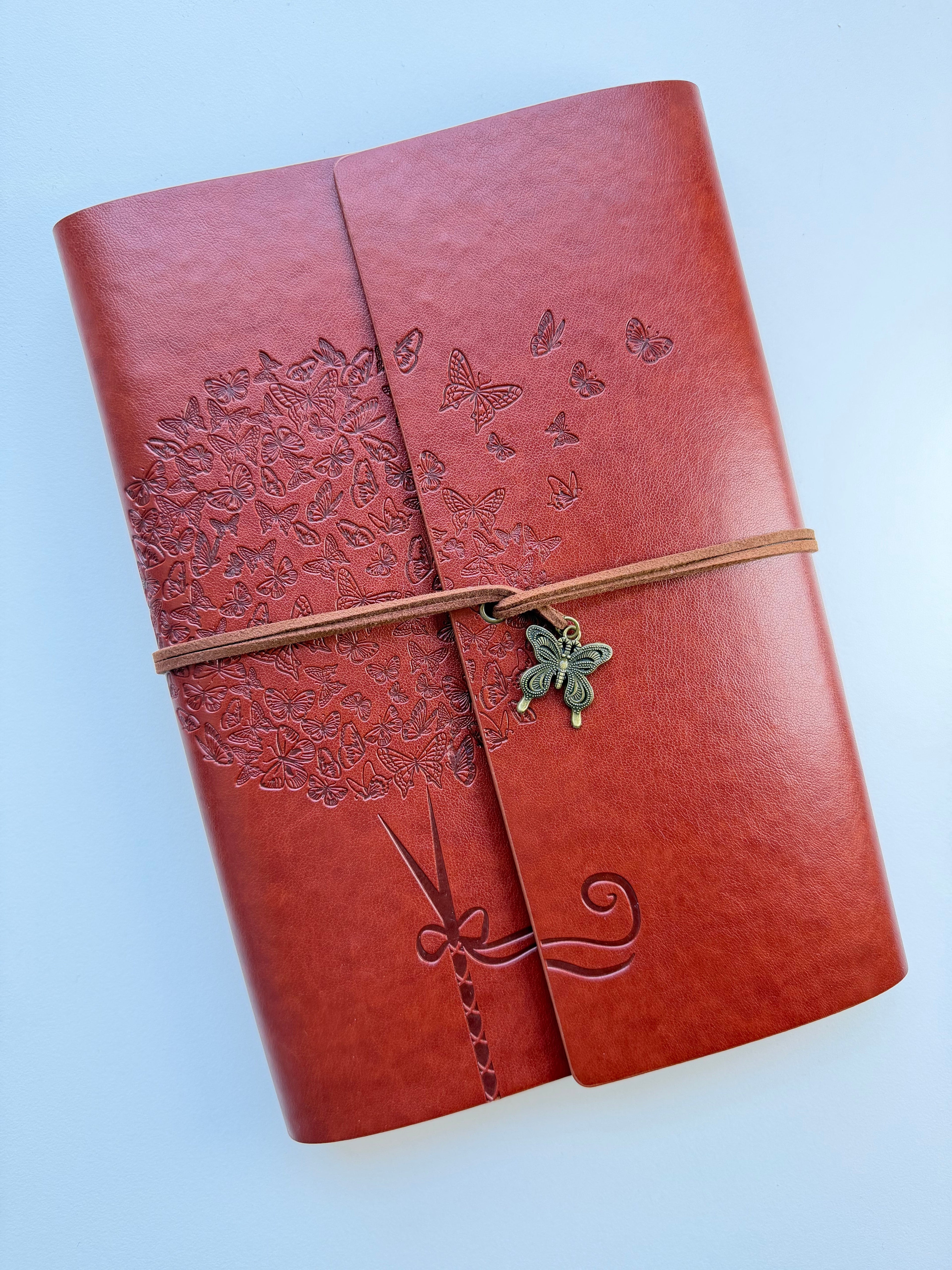 Blue A5 Vintage Faux Leather Binder Notebook