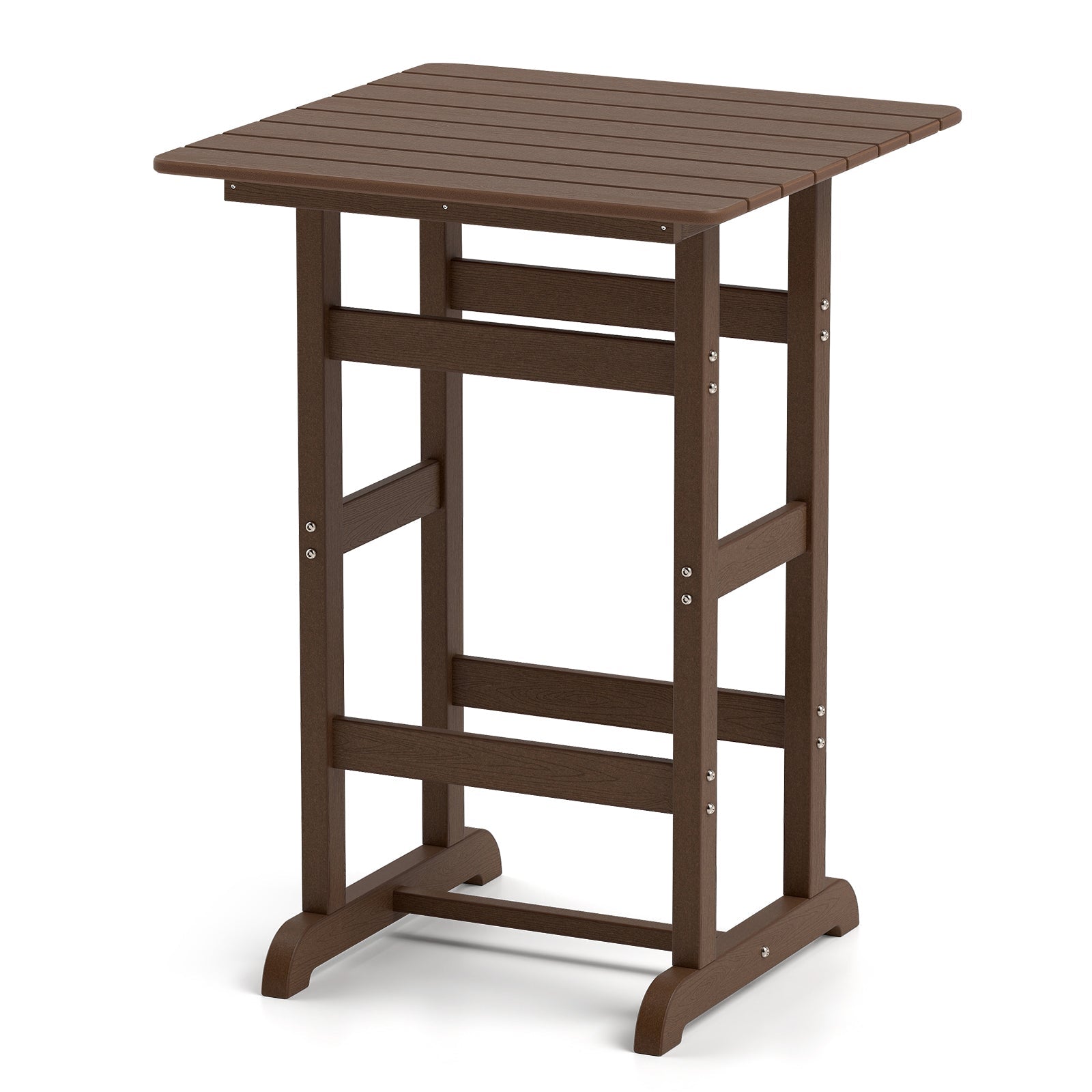 30 Inch Square Bar Table Dining Table with Slatted Tabletop for Poolside