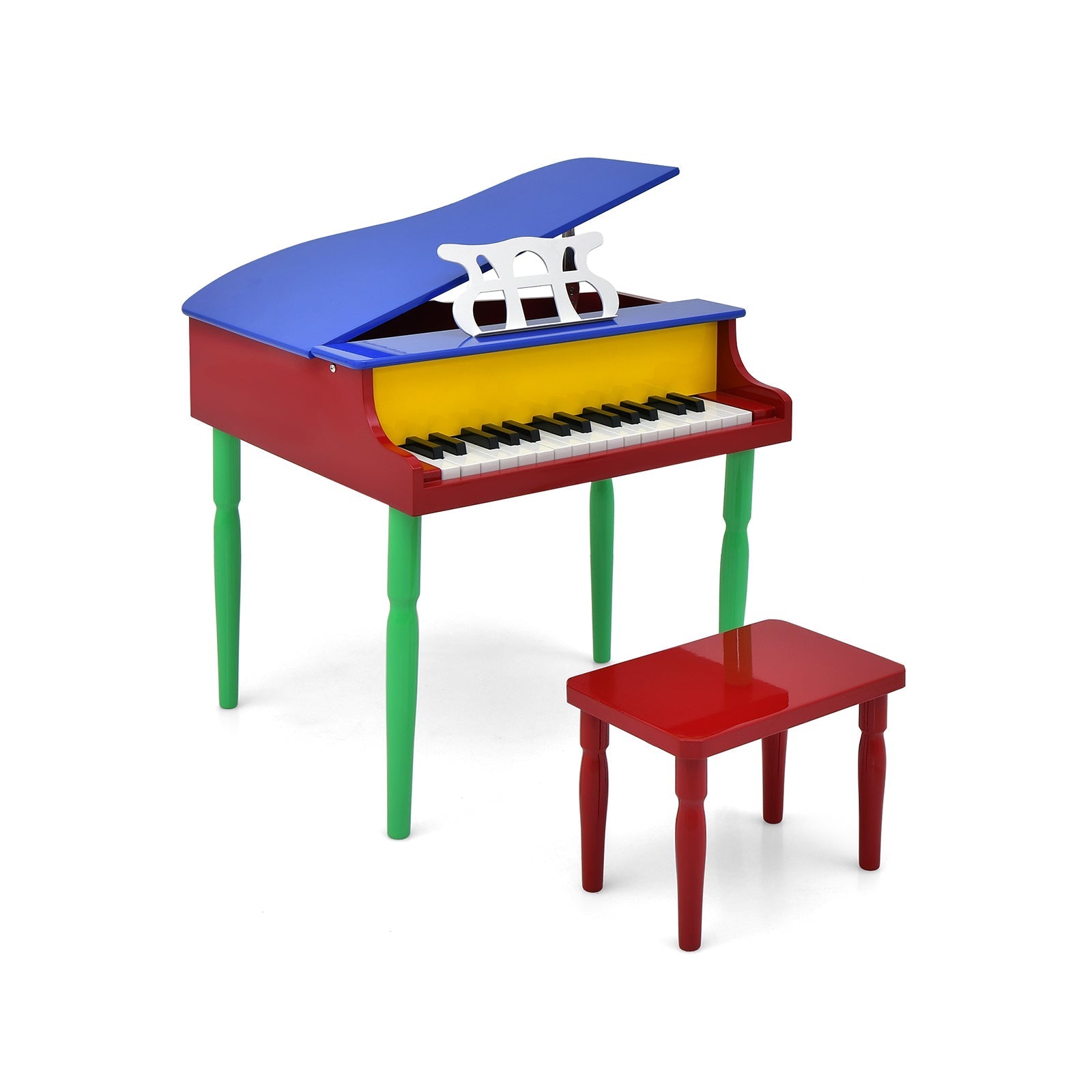 30-Key Wood Toy Kids Grand Piano with Bench