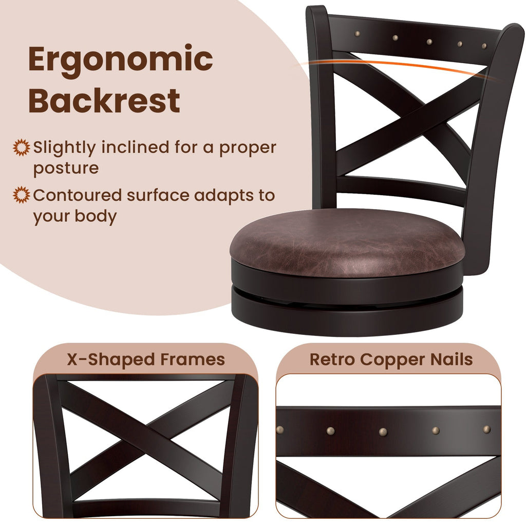 26/30 Inch Swivel Bar Stools Set of 2 Bar Chairs with Padded Seat