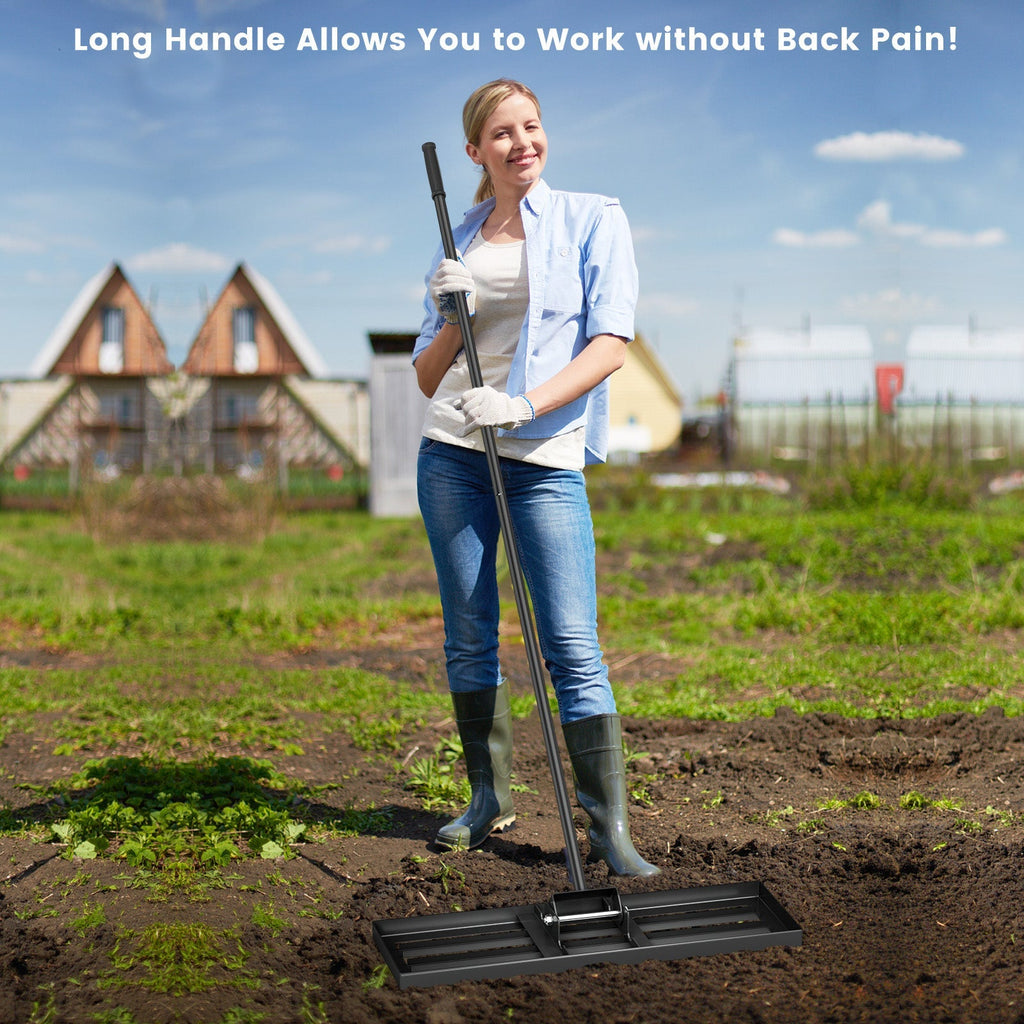 30 x 10 Inch Lawn Leveling Rake with Ergonomic Handle