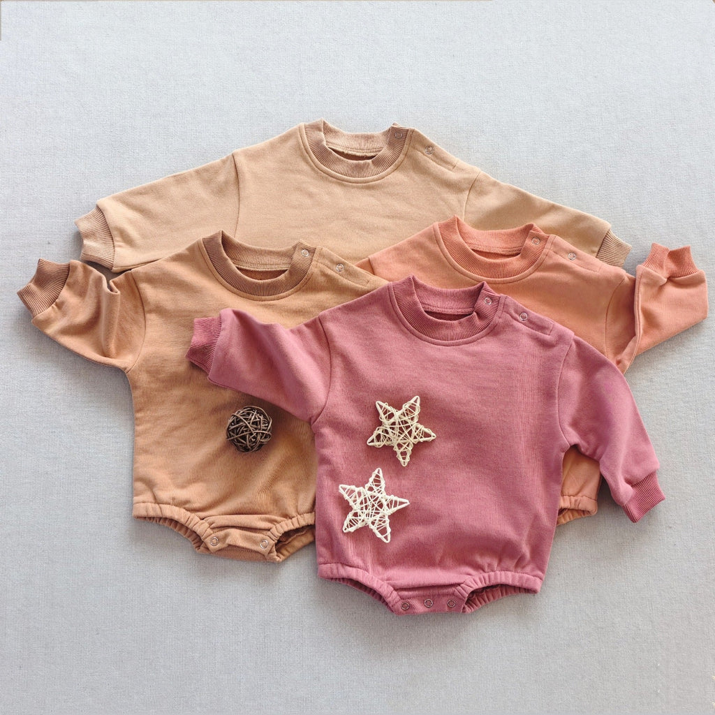 Long-sleeve Solid-color Cotton Casual Jumpsuit