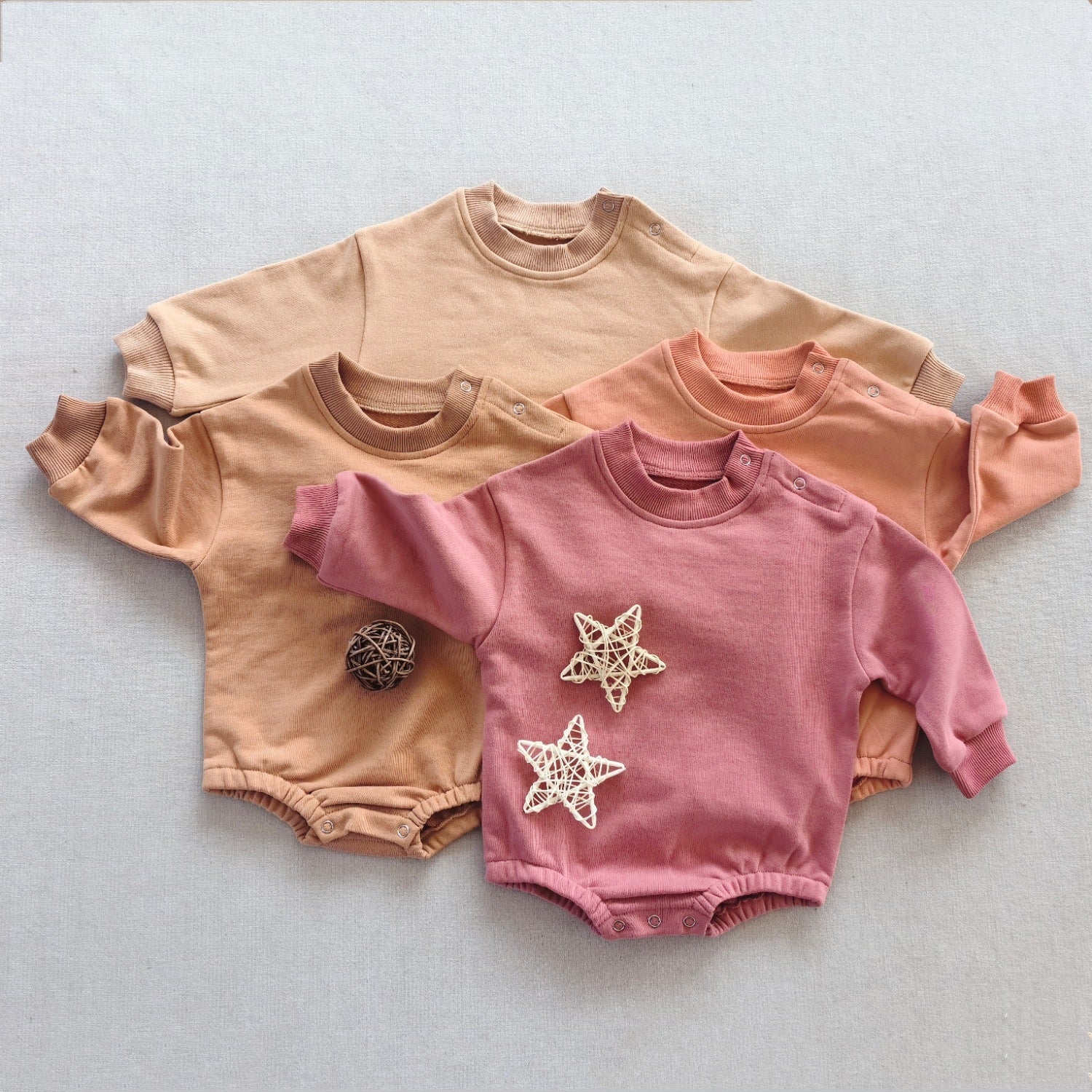 Long-sleeve Solid-color Cotton Casual Jumpsuit