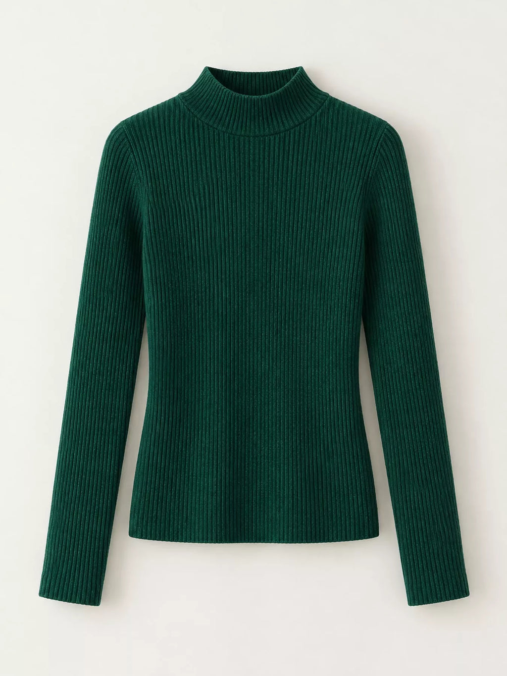 Elegant Slim-Fit Ribbed Mock Neck Knit Top