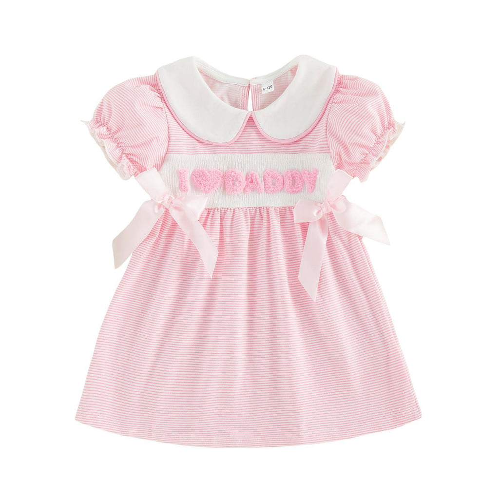 Four-leaf Clover Puff-sleeve Striped Short-sleeved Romper