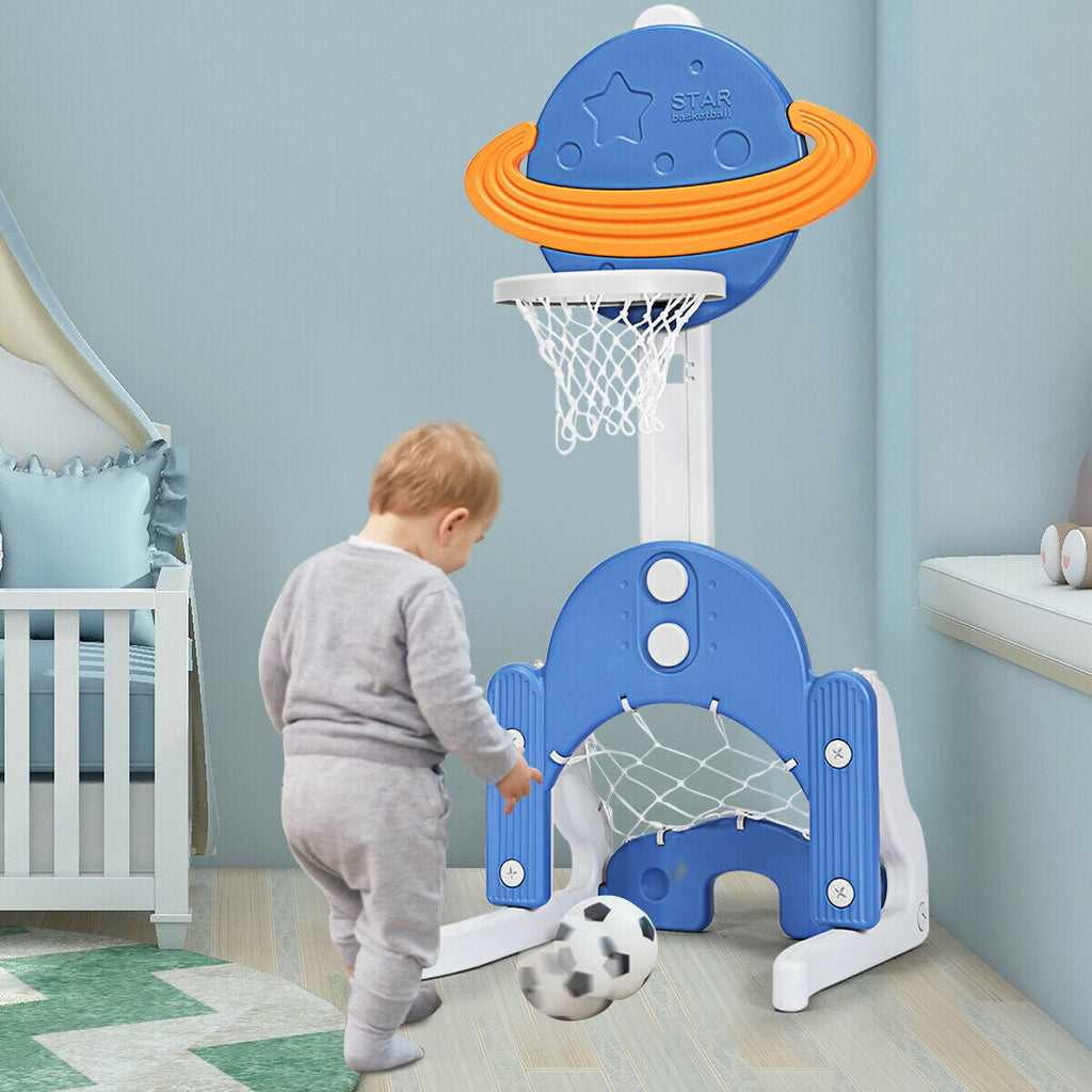 3 in 1 Height Adjustable Kids Basketball Hoop Set with Balls