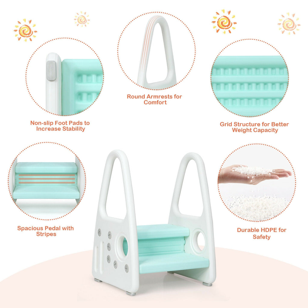 Kids Step Stool Learning Helper with Armrest for Kitchen Toilet Potty Training