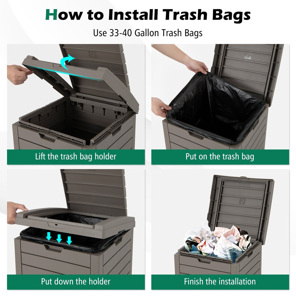 31 Gallon Large Outdoor Trash Can with Lid and Pull