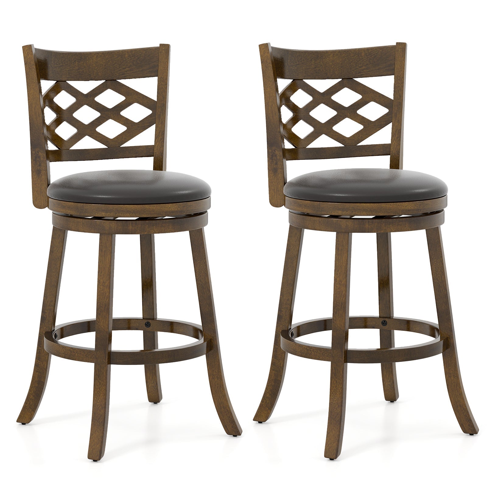 26 Inch Counter Height Bar Stools Set of 2 with Rubber Wood Frame