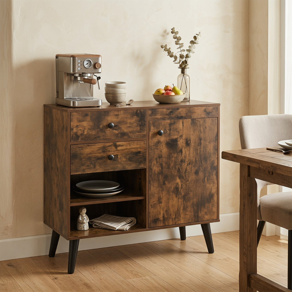 31" Sideboard Cabinet with 2 Drawers and Open Shelves
