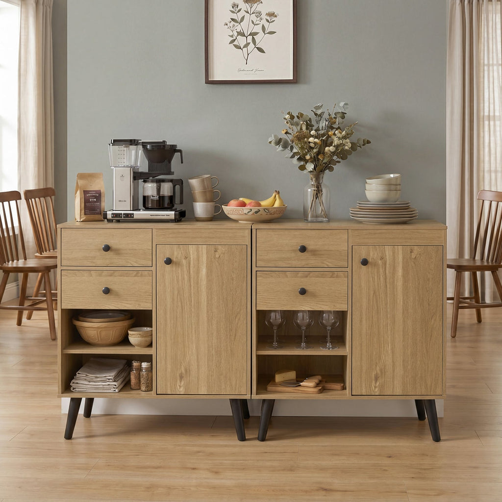 31" Sideboard Cabinet with 2 Drawers and Open Shelves