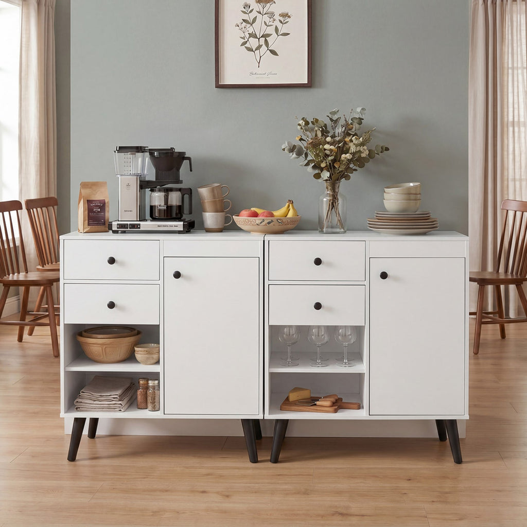 31" Sideboard Cabinet with 2 Drawers and Open Shelves