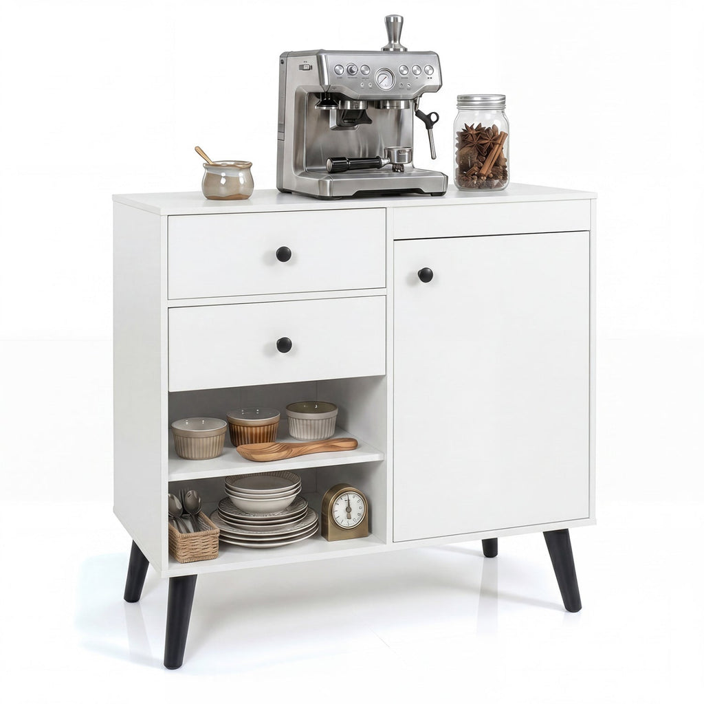 31" Sideboard Cabinet with 2 Drawers and Open Shelves