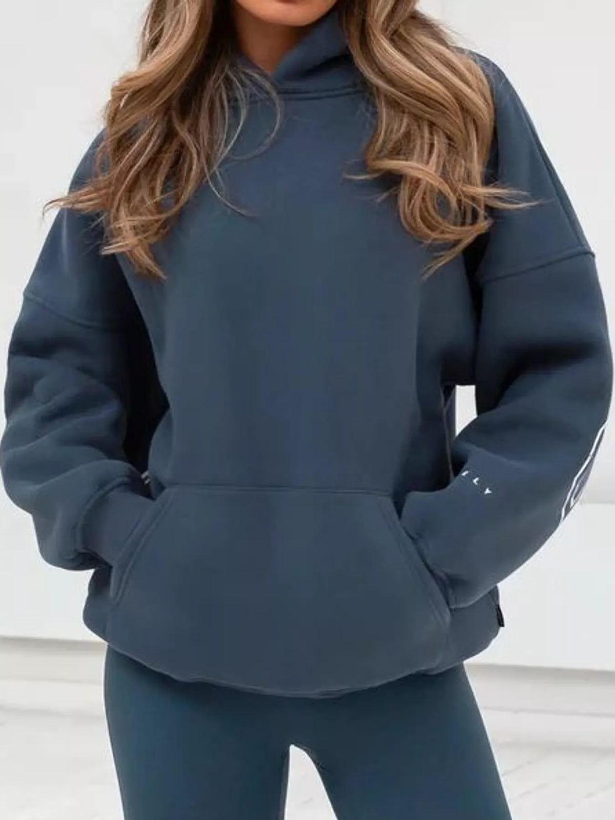 Letter Back Hoodie with Kangaroo Pocket