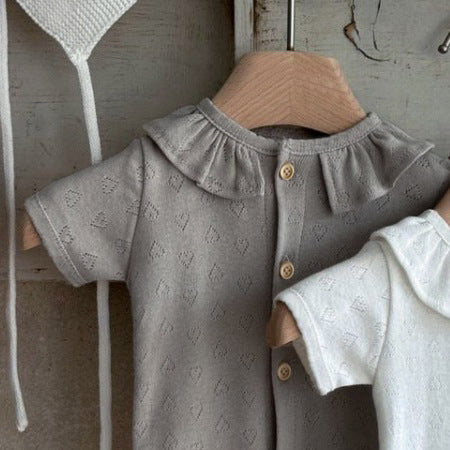 Lotus-leaf Collar Romper For Little Girls And Baby Girls