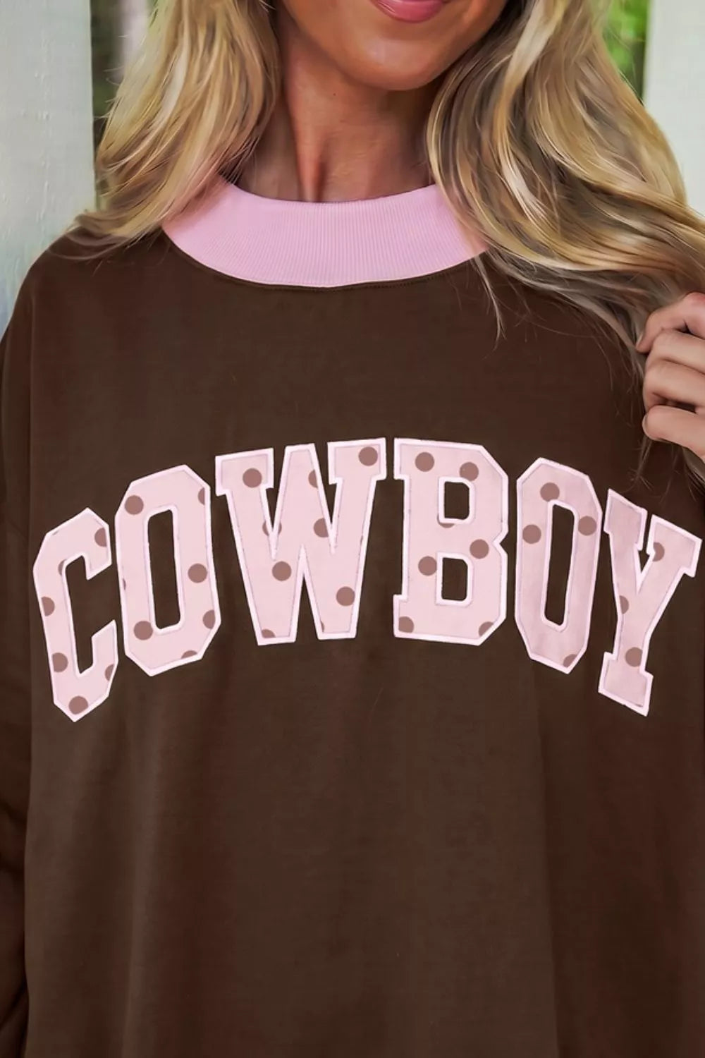 Colorblock Trim Crewneck Long Sleeve Sweatshirt