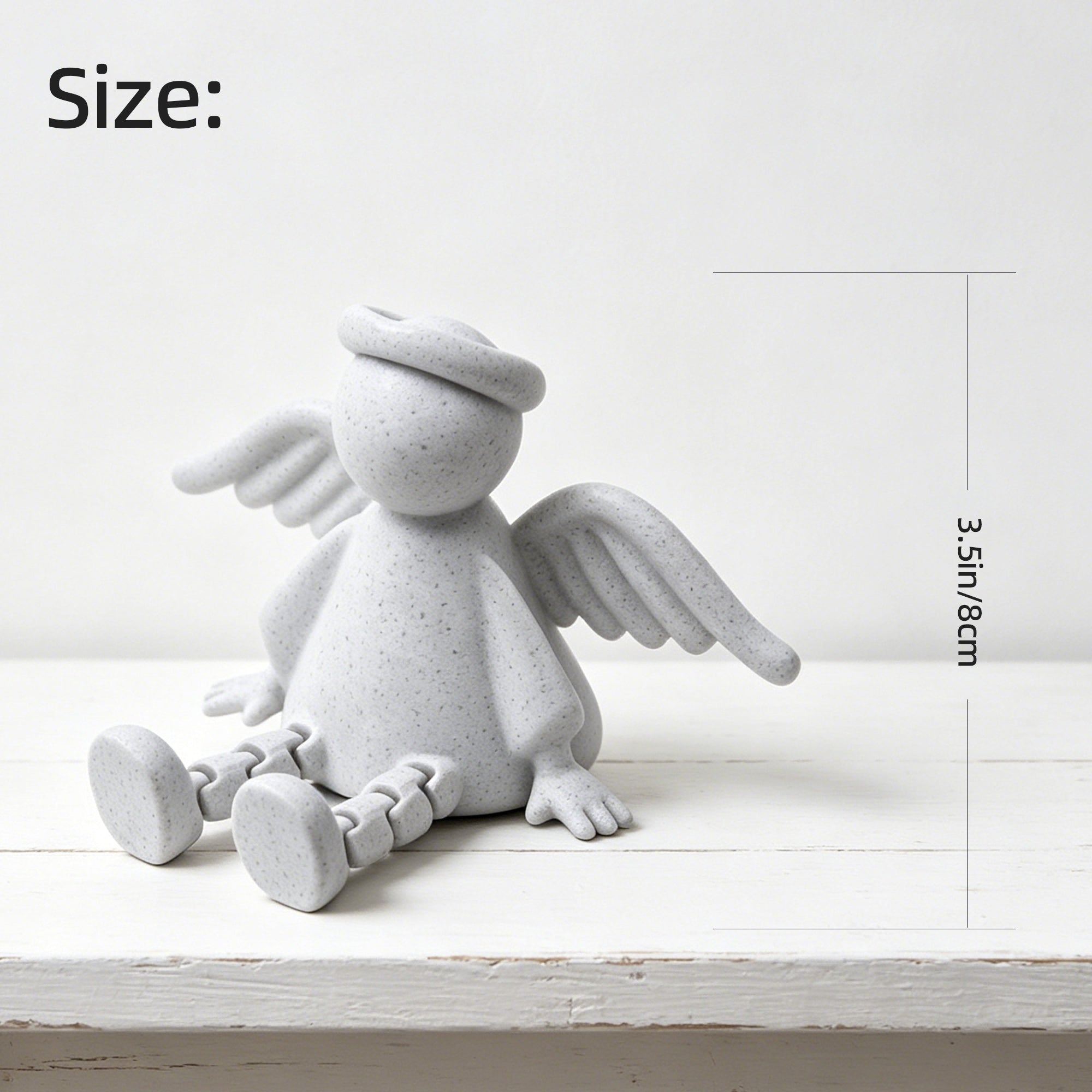3D Printed Angel Shelf Sitter Figurine With Articulated Legs, Cute Winged Angel With Halo For Desk, Bookshelf, Bedroom & Home Decor