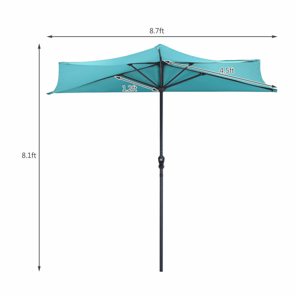 9Ft Patio Bistro Half Round Umbrella