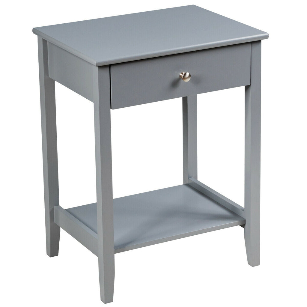 Wooden Nightstand End Table Storage Display