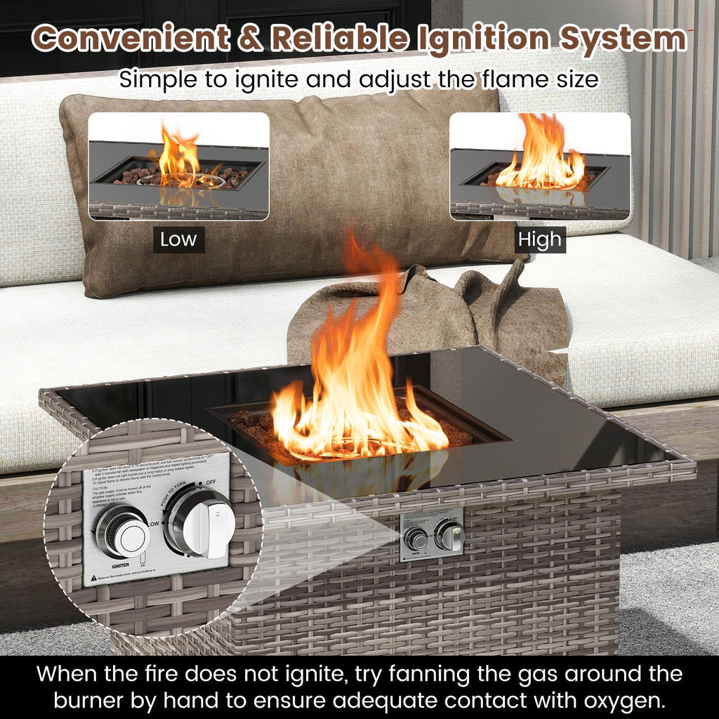 32.5 Inch Propane Fire Pit Table 5000 BTU with Tempered Glass Tabletop
