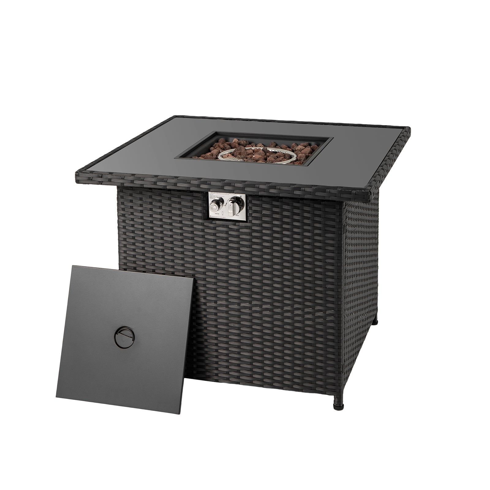 32.5 Inch Propane Fire Pit Table 5000 BTU with Tempered Glass Tabletop