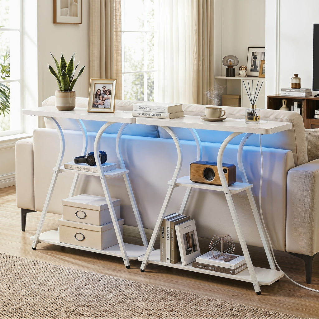32" Console Table with Power Outlets and RGB LED Lights