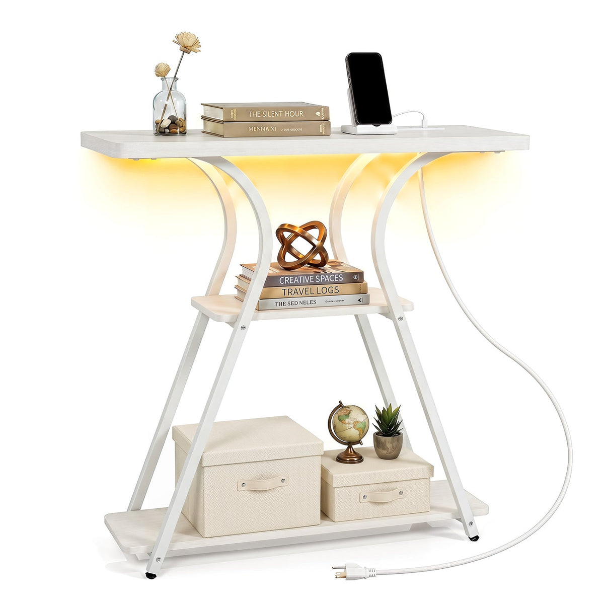 32" Console Table with Power Outlets and RGB LED Lights