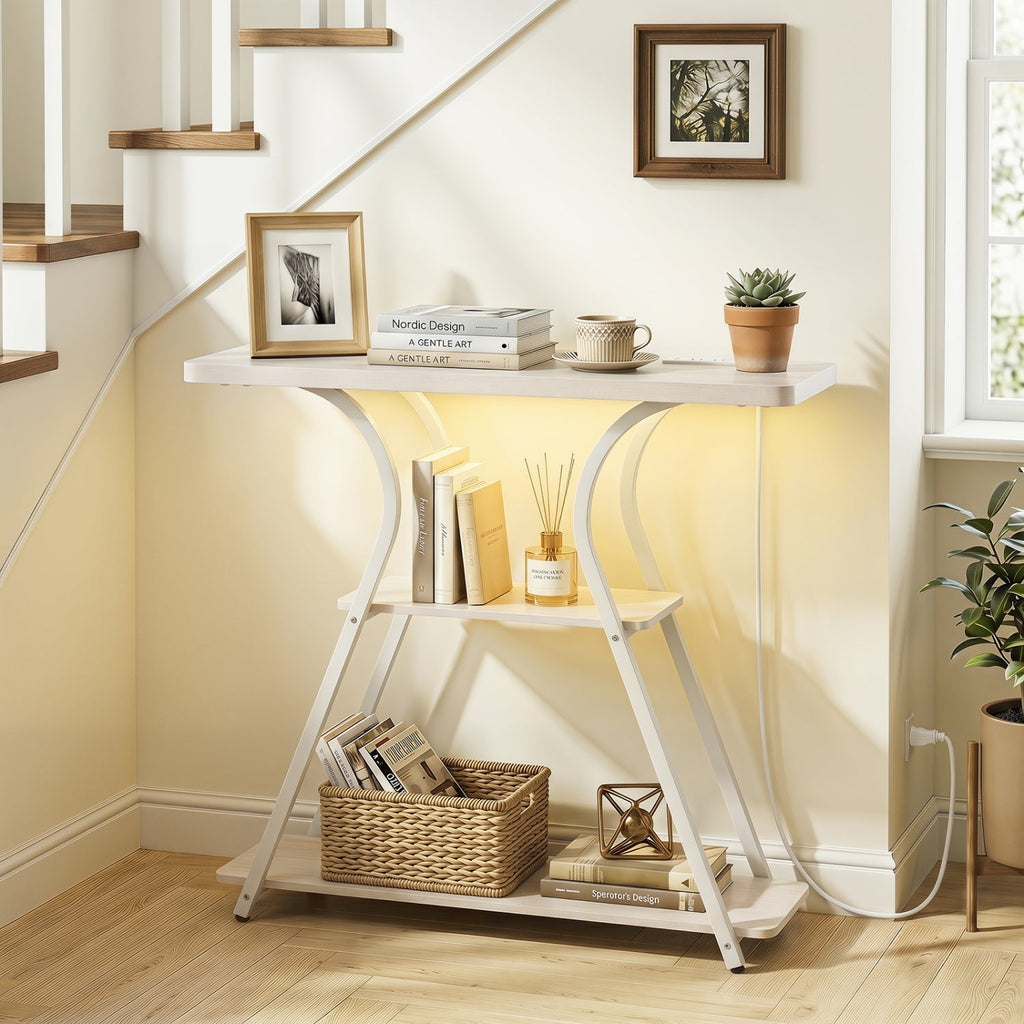 32" Console Table with Power Outlets and RGB LED Lights