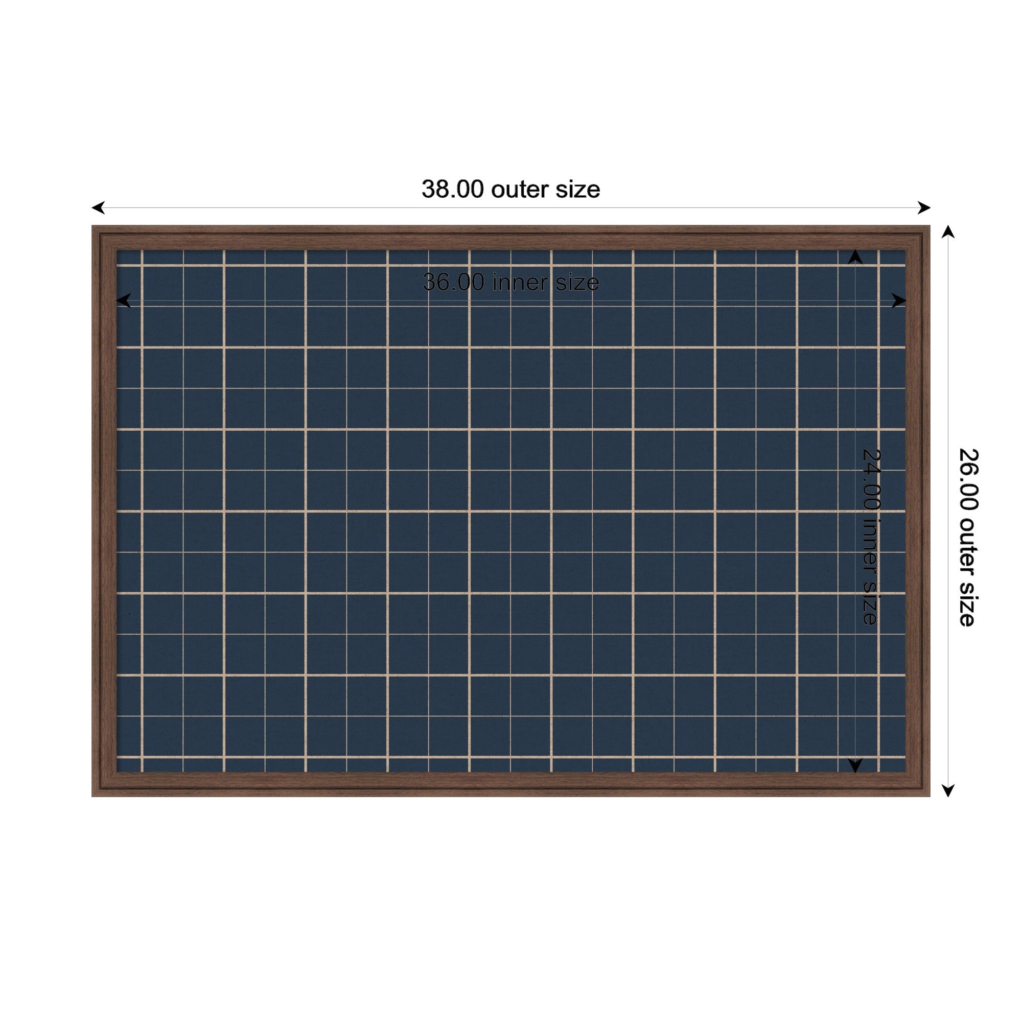 Framed Fabric Pinboard Navy Blue Plaid Wall Organization