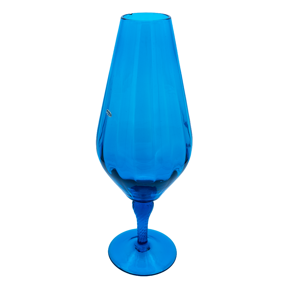 Italian Empoli Teardrop Art Glass Vase – Blue Mid‑Century Accent