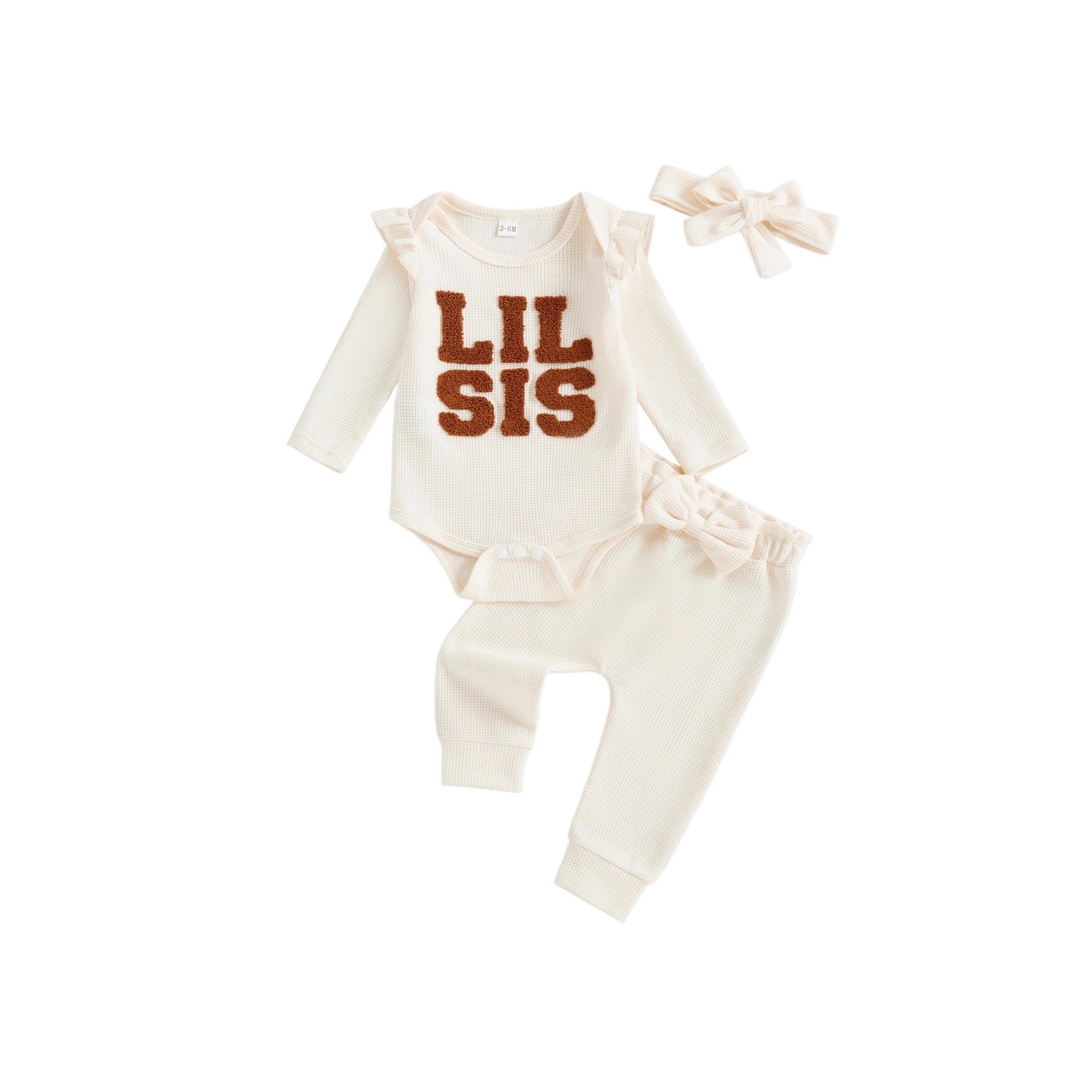 Little Sis Waffle-knit Hoodie 3-piece Set