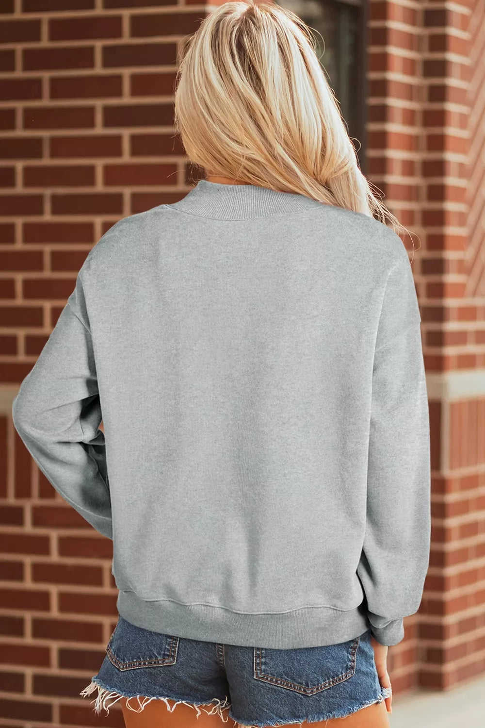 Lucky Mallard Graphic Mock Neck Casual Sweatshirt