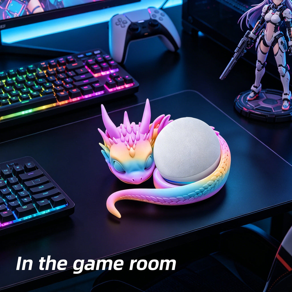 3D Printed Dragon Speaker Stand, Fantasy Decorative Smart Speaker Holder, Sculptural Desktop Audio Accessory For Home Office