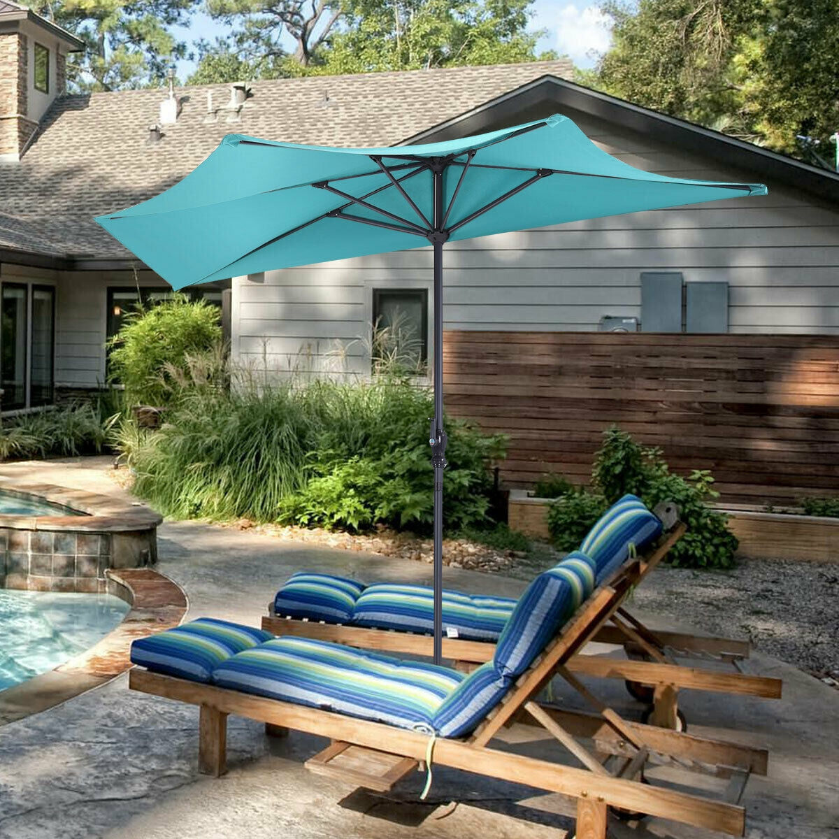 9Ft Patio Bistro Half Round Umbrella