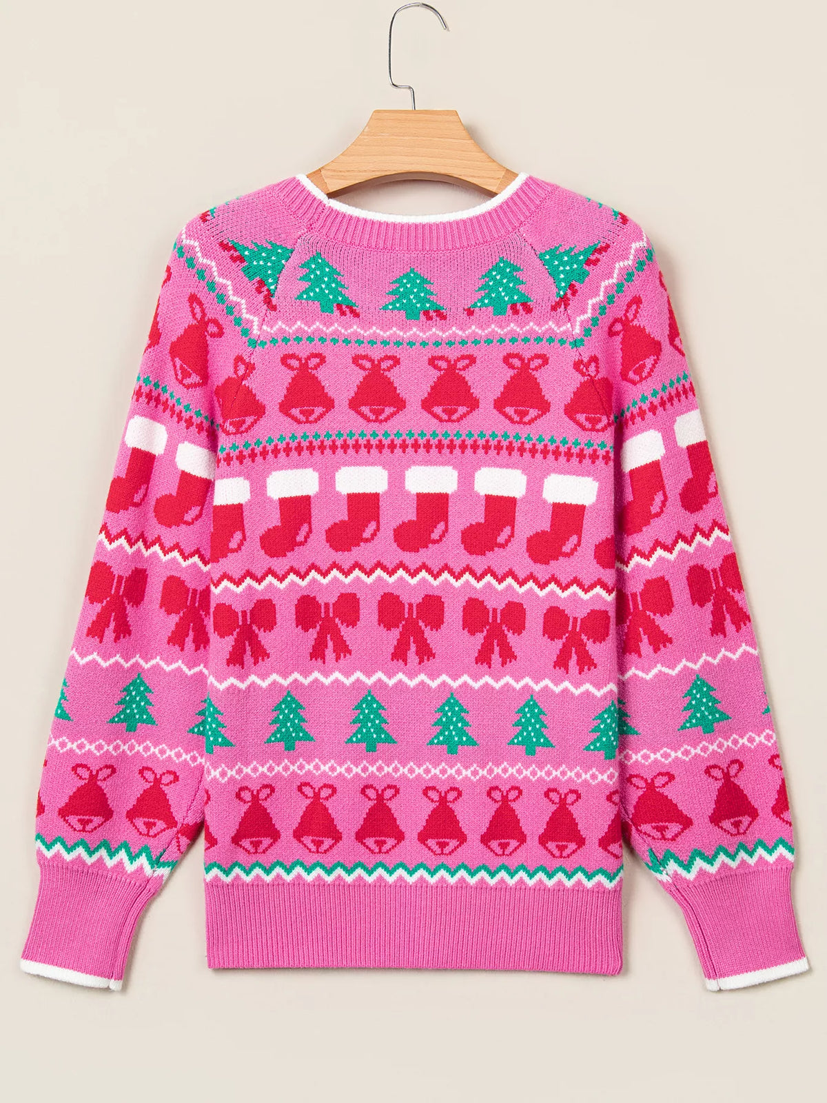 Christmas Holiday Graphic Round Neck Knit Sweater