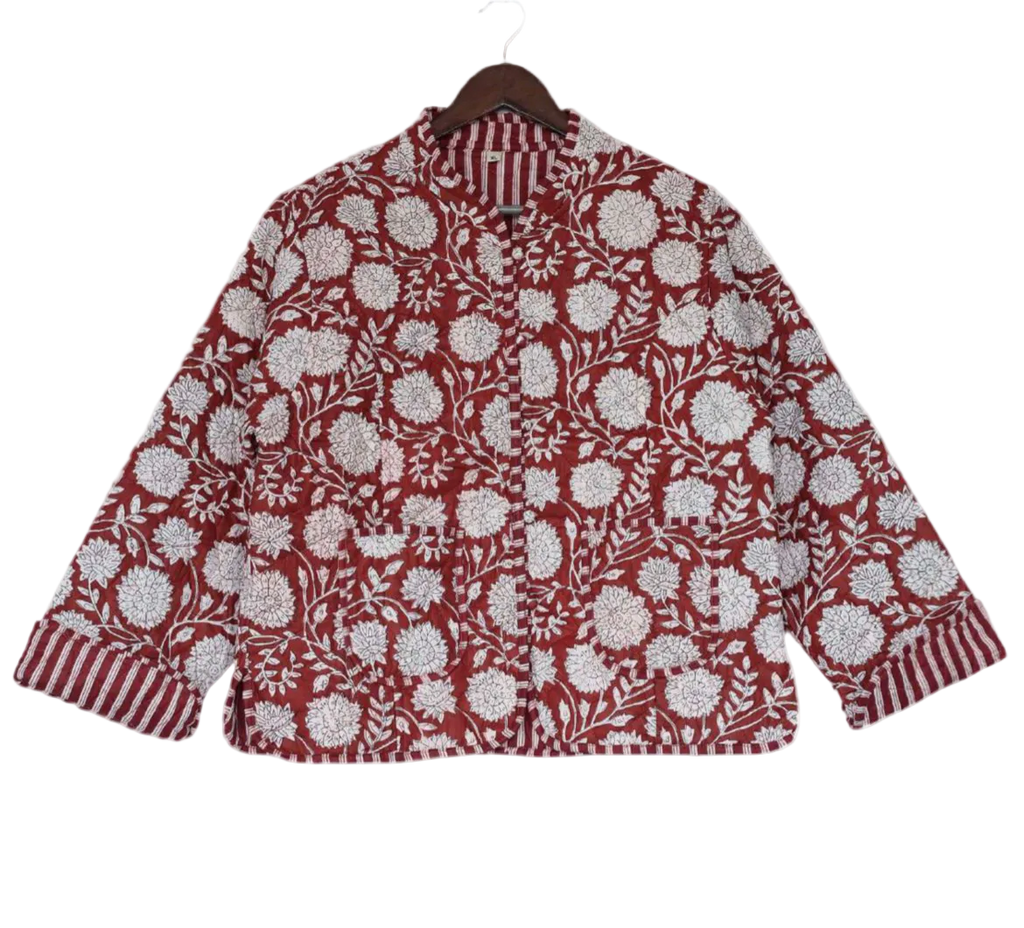 The Charlotte Jacket in Maroon Posy