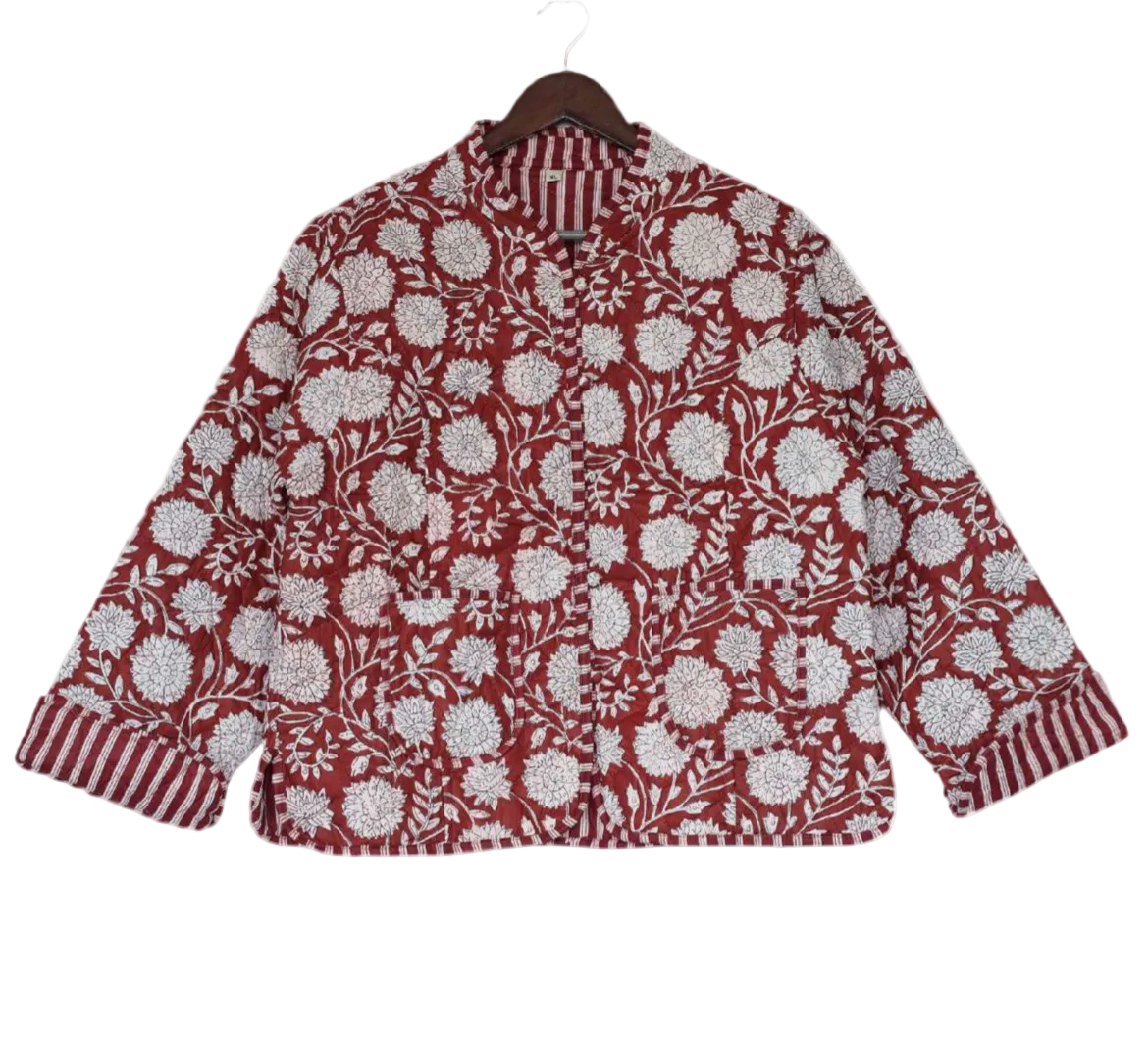 The Charlotte Jacket in Maroon Posy