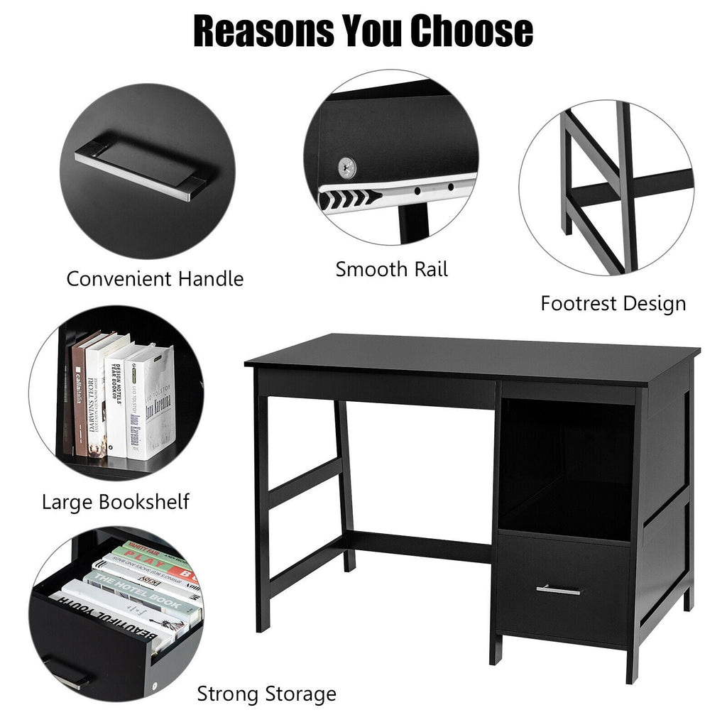 47.5 Inch Modern Home Computer Desk with 2 Storage Drawers