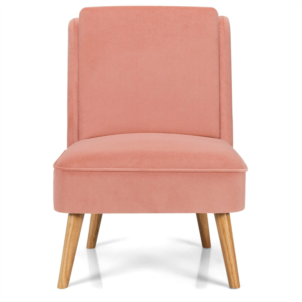 Velvet Accent Armless Side Chair with Rubber Wood Legs for Bedroom