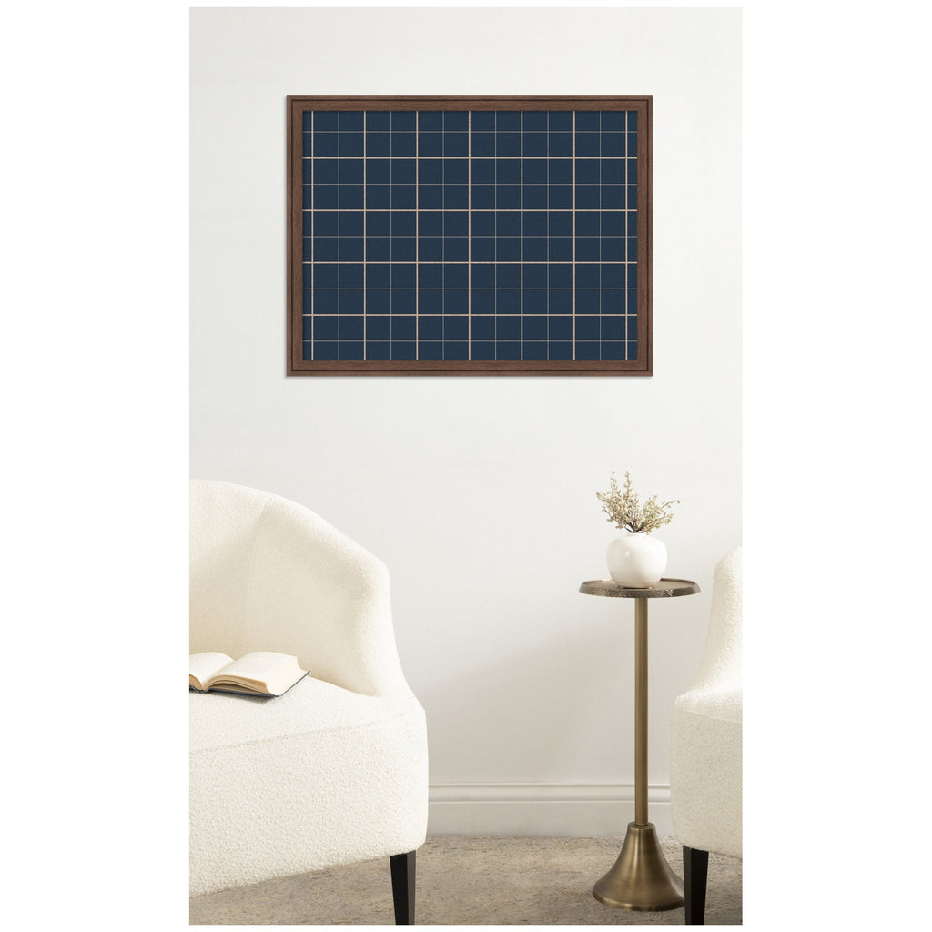Framed Fabric Pinboard Navy Blue Plaid Wall Organization