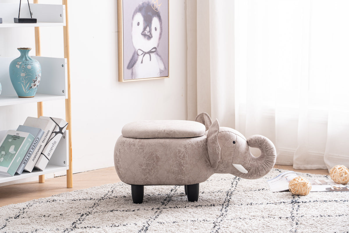 Elliot the Elephant Storage Ottoman with Hidden Storage - PU Leather
