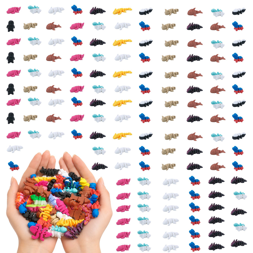 150 Pack 3D Printed Mixed Mini Animals, Random Assorted Tiny Animal Figurines For Miniature Decor, Party Favors, DIY Crafts, Gift Fillers